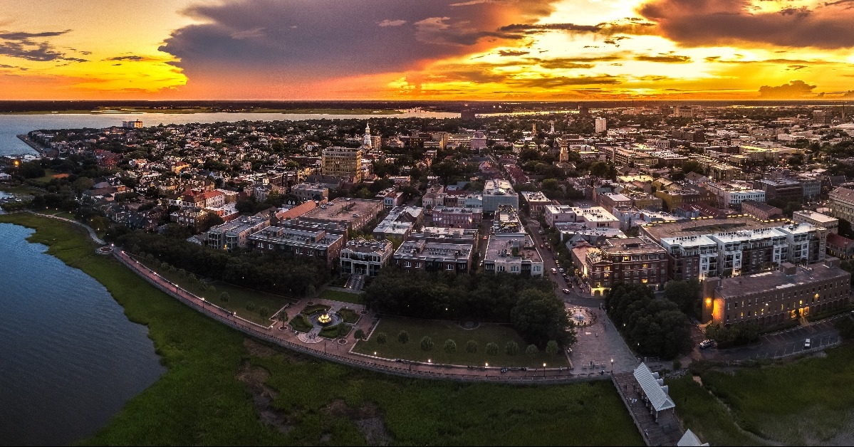 Charleston fountain from above