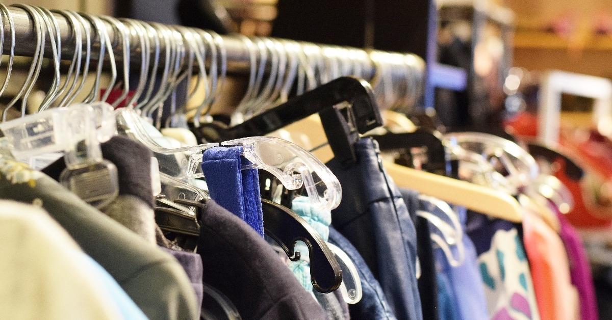 racks of winter clothing and coats