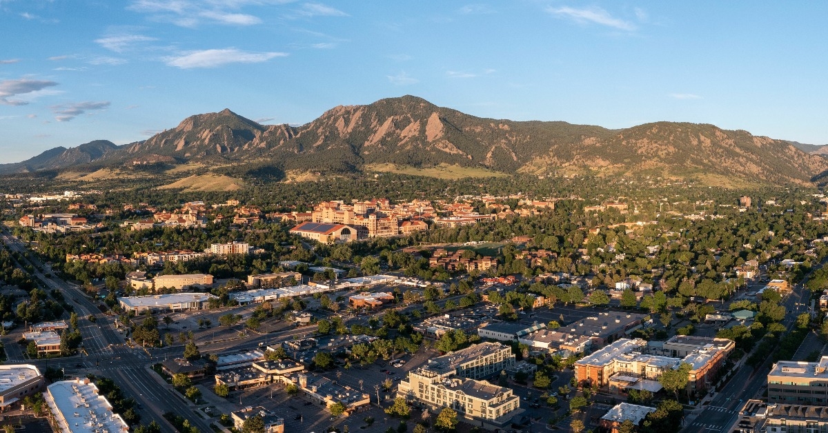 boulder Colorado aerial drone panorama