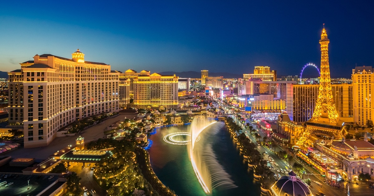 aerial Las Vegas at night
