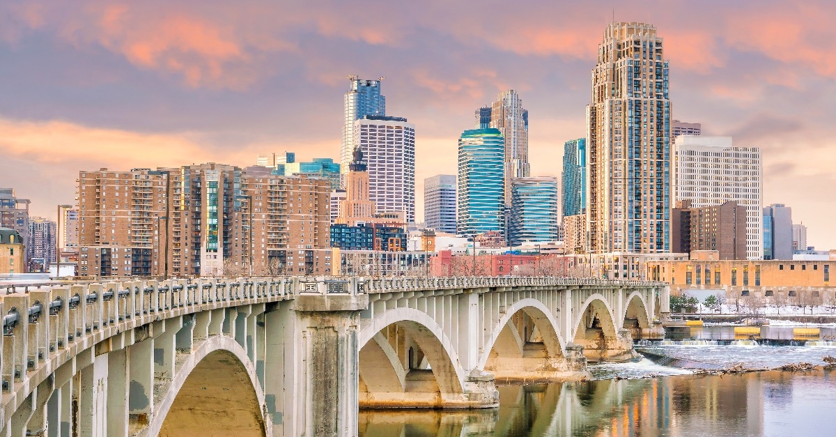 Minneapolis downtown skyline in Minnesota USA