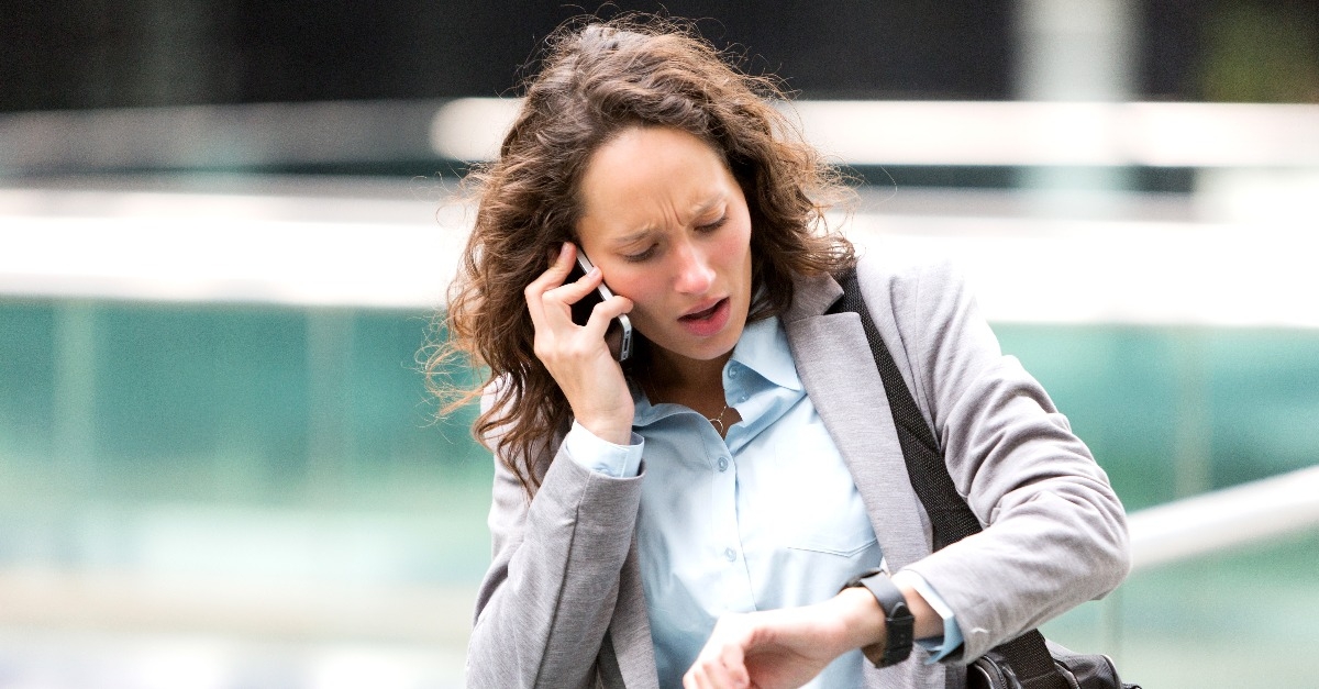 attractive woman being late to a rendezvous