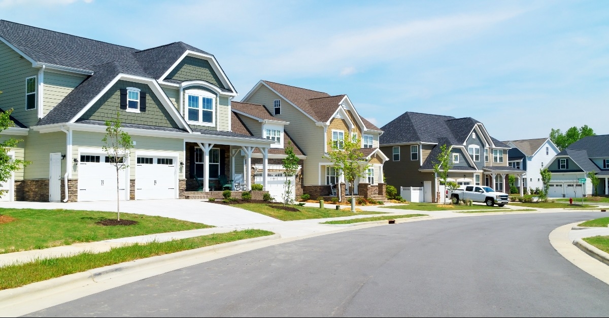 street of suburban homes