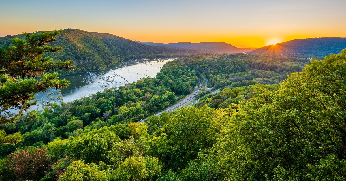 sunset view of the Potomac River