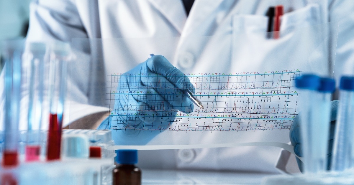 doctor analyzing DNA sequence results 