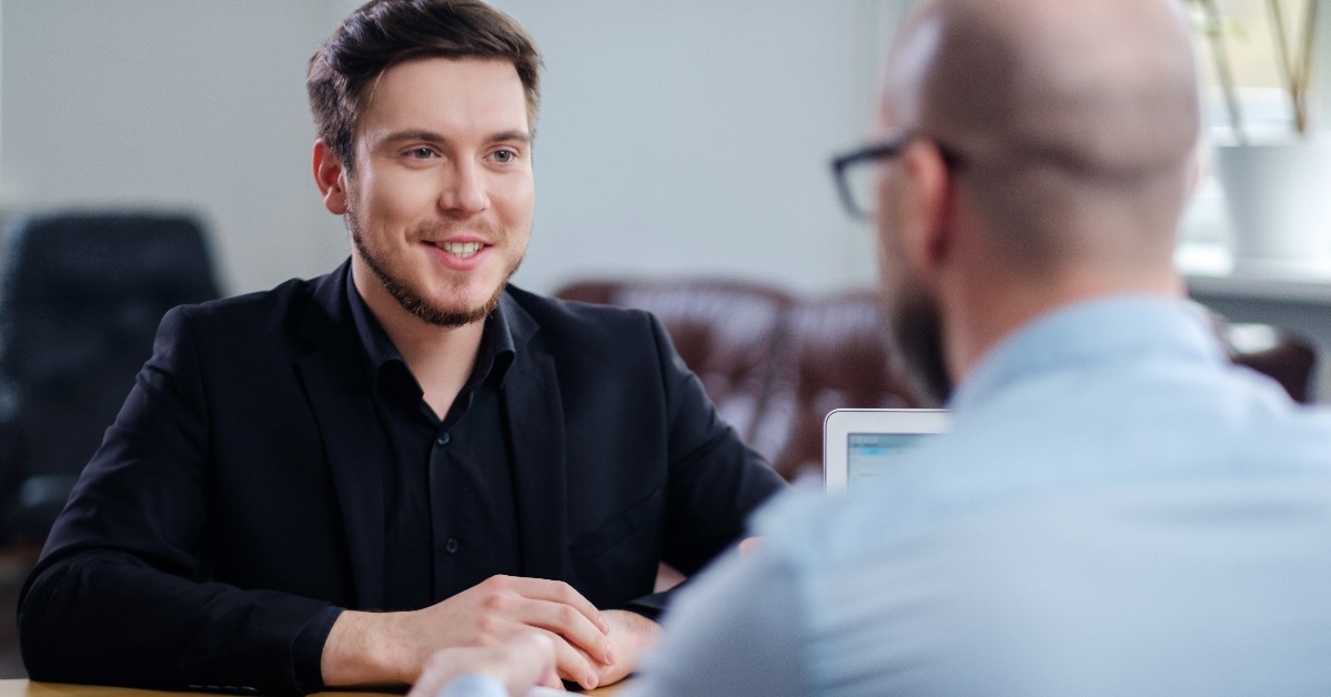 young man attending job interview