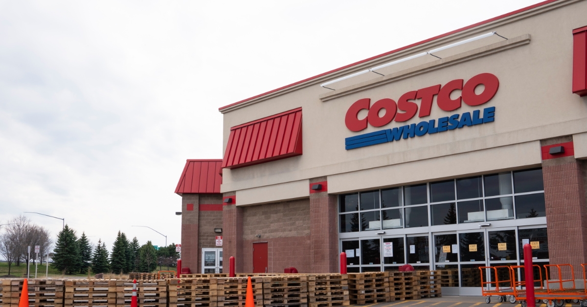 wooden pellets in front of a costco wholesale store