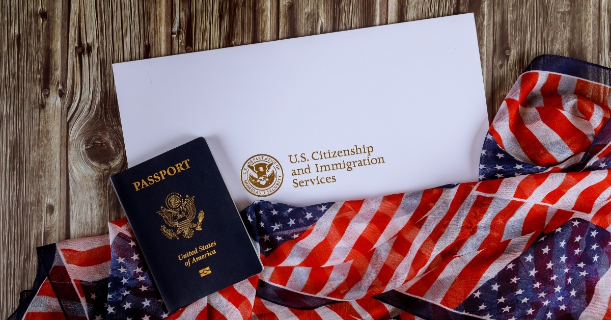 Passport on flag background