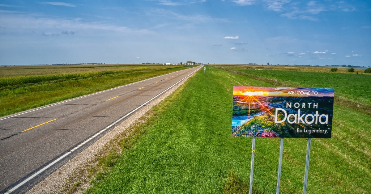 Welcome Sign entering into the State of North Dakota