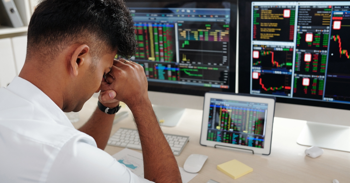 daytrader almost crying after losing all his money trading stocks