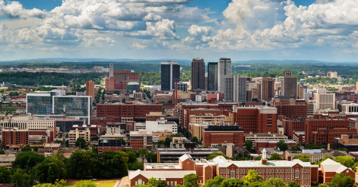 downtown birmingham from vulcan park