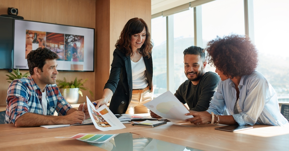 creative professionals discussing new project in meeting