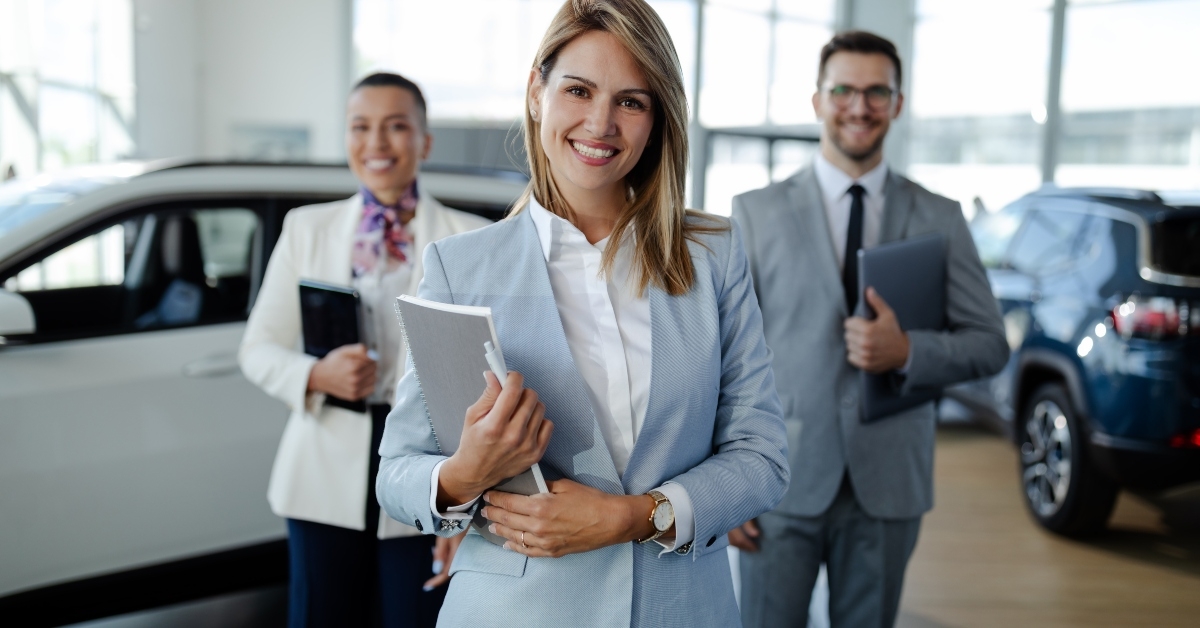 managers in elegant suit looking on camera