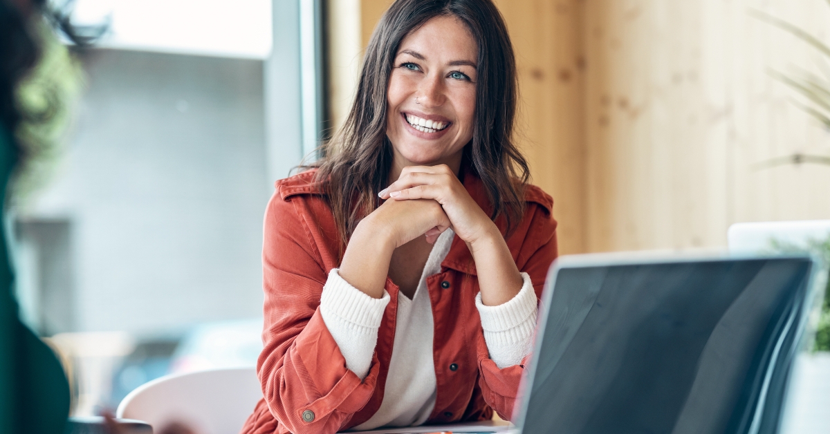 businesswoman listening to her partner