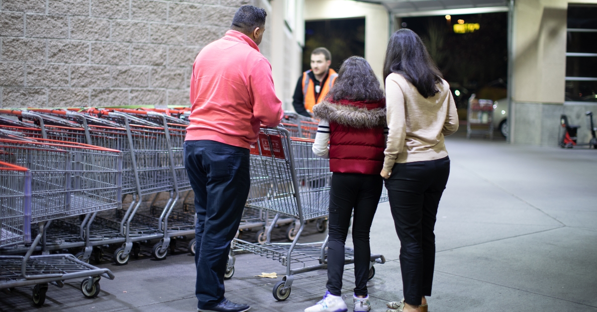 people with carts in costco