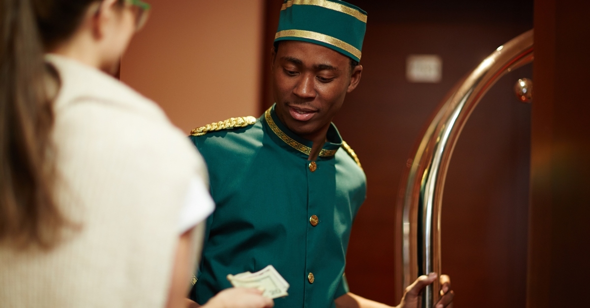 bellhop in luxury hotel