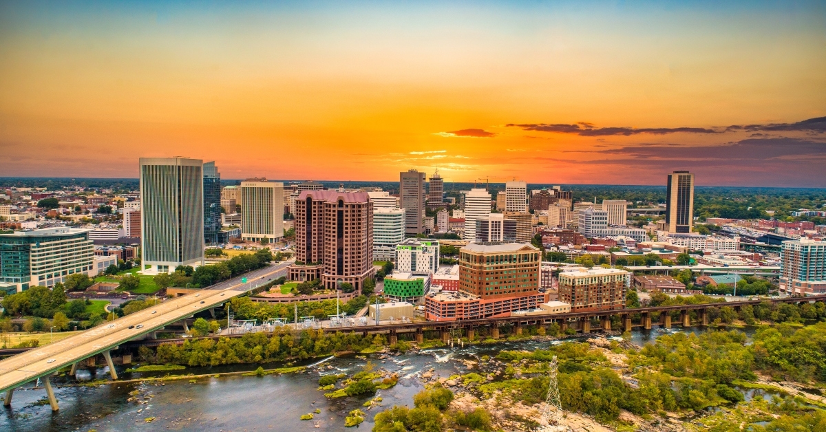 Richmond Virginia USA downtown drone skyline aerial