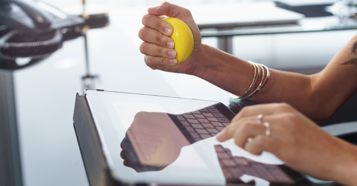 stress ball in hand