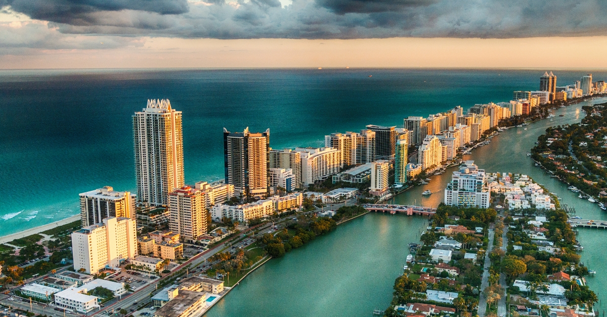 aerial view of Miami Beach skyline Florida