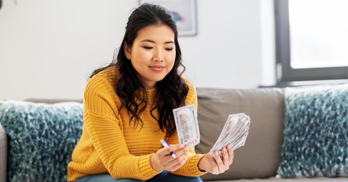 woman counting money