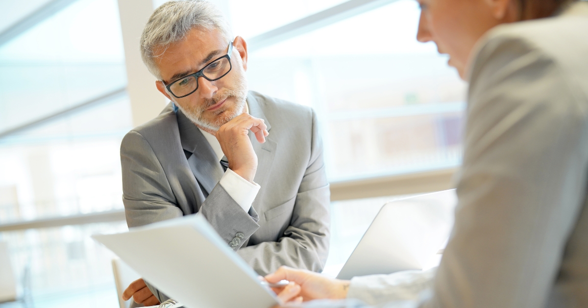 corporate interview between executive and candidate