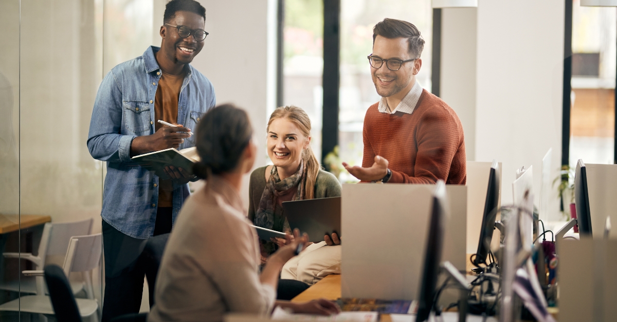 start-up team talking during business meeting in the office