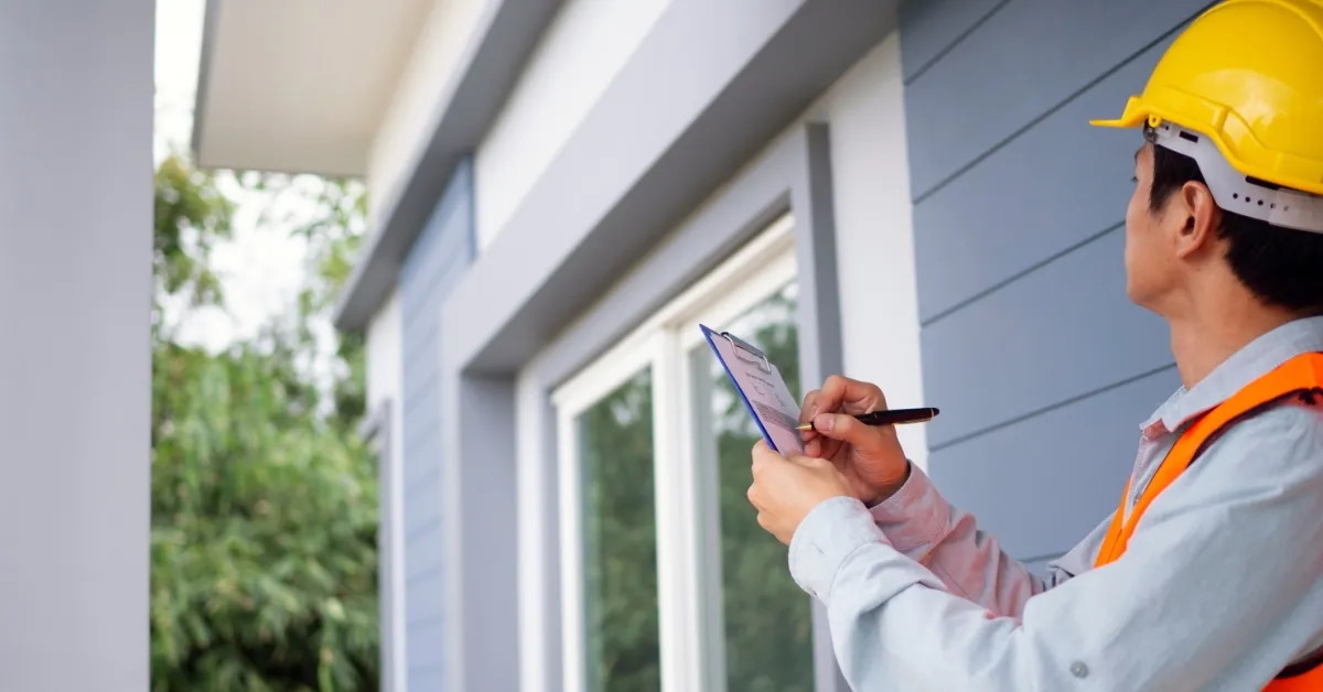 home inspector writing findings on notepad