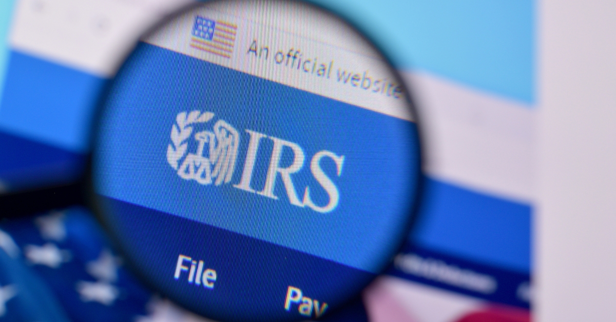 internal revenue service website on the display of PC