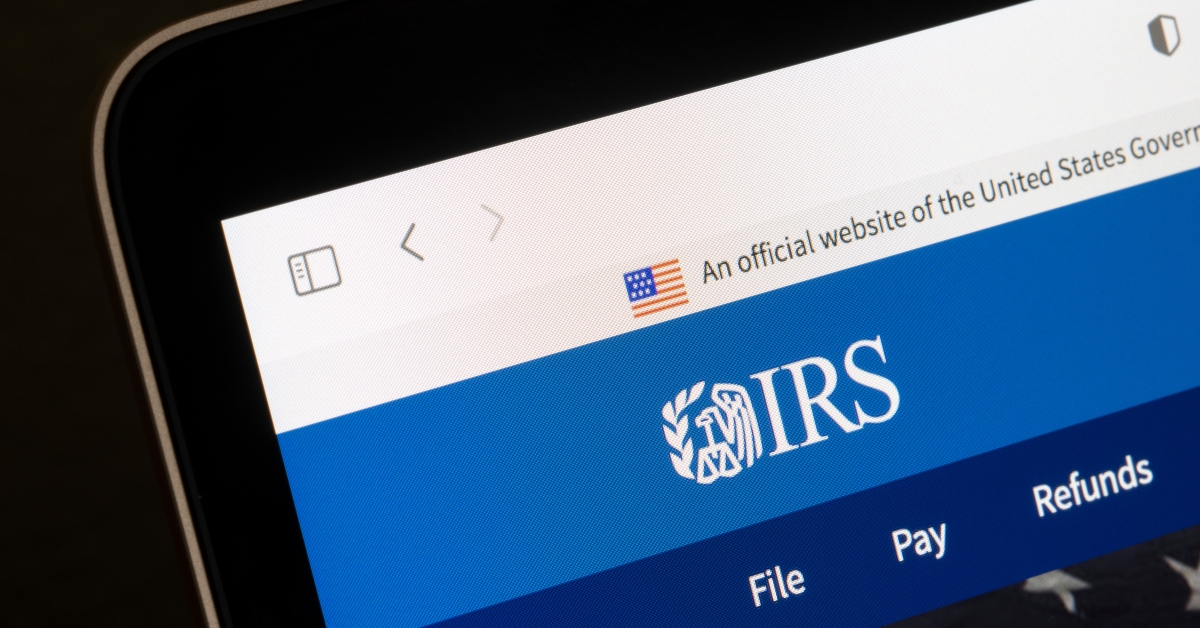 IRS logo is seen on the Internal Revenue Service (IRS) website