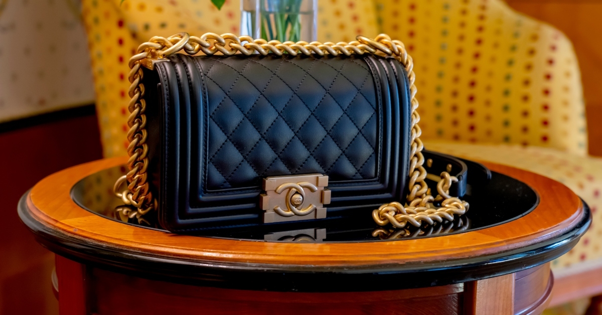 black leather Chanel bag