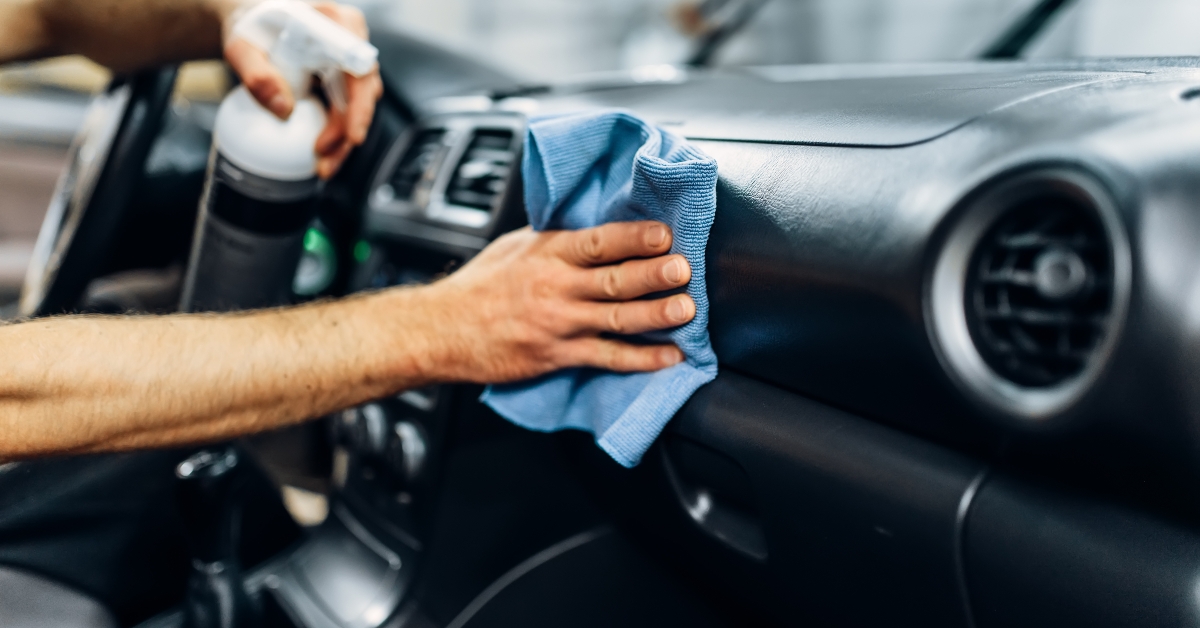 car detailing cleaning salon with polishing spray