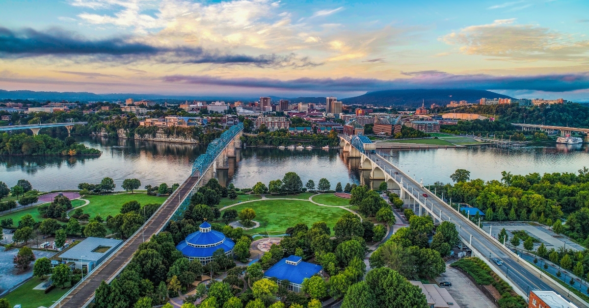 aerial view of chattanooga tennessee