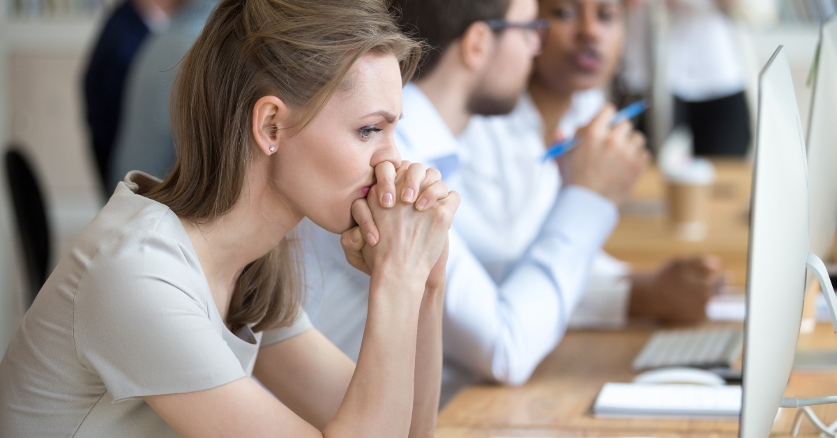 woman employee having problem and doubts