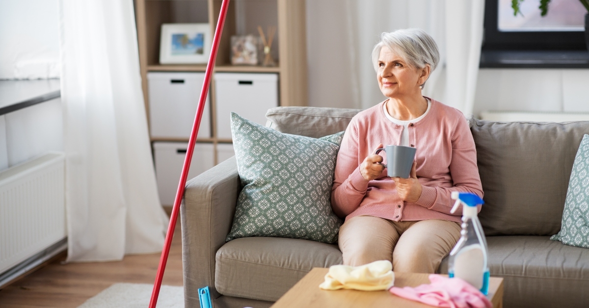 senior woman drinking coffee