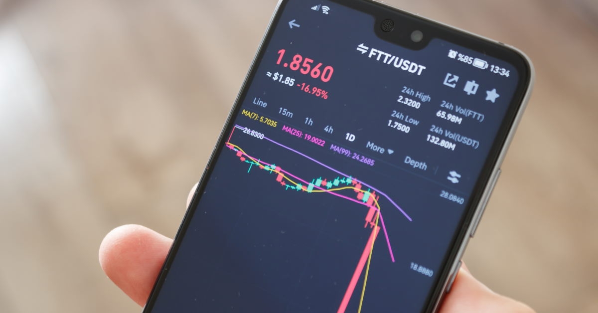 graph showing decrease in the value of fft coins on smartphone