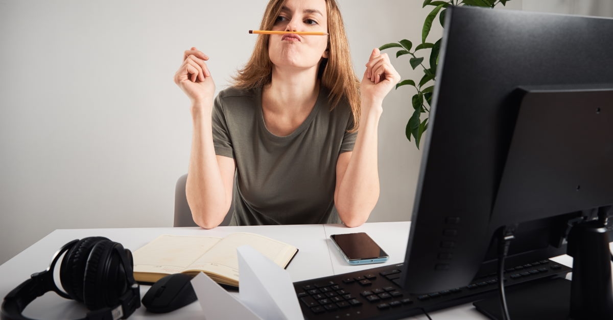 woman doing unnecessary activities in workplace 