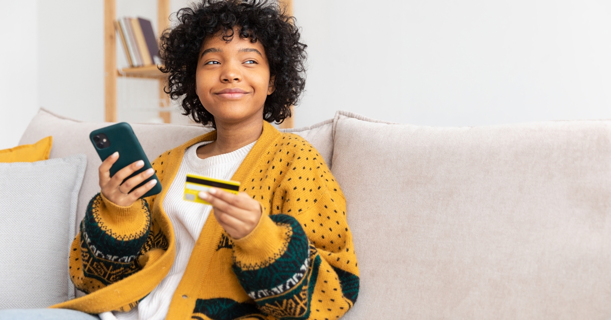 shopping online holding smartphone 