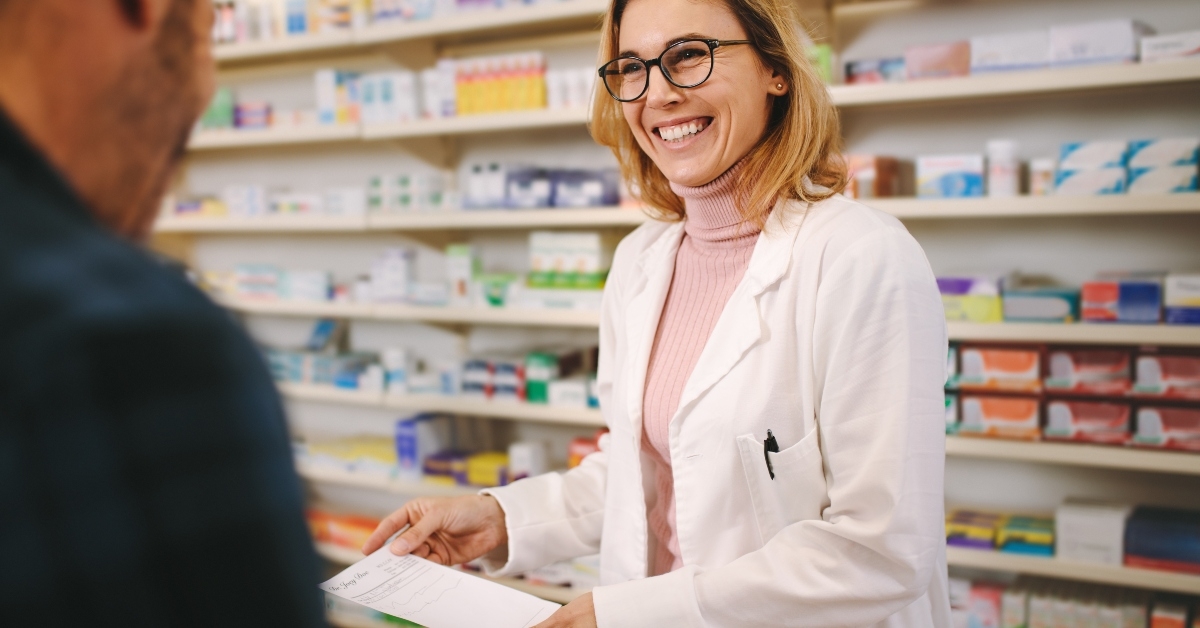 pharmacist dealing with a customer