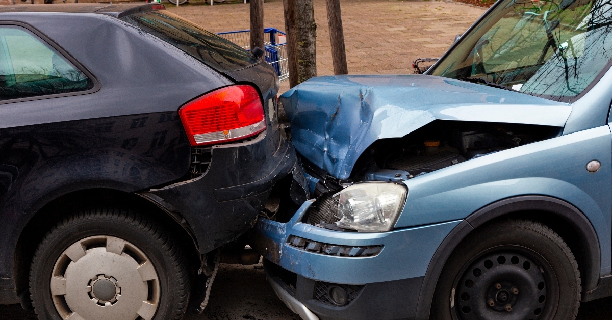 two vehicles involved in a rear-end collision