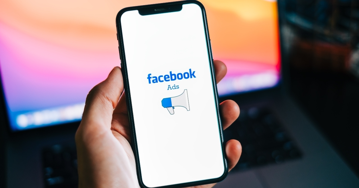 Facebook ads logo on the smartphone screen