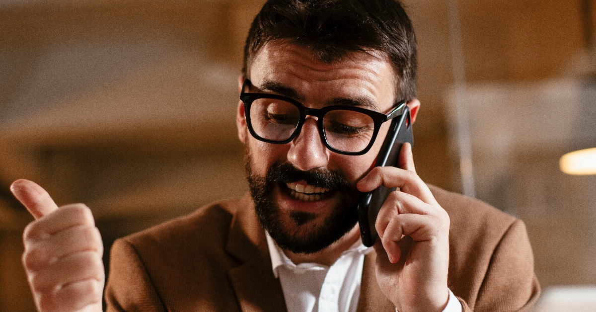 businessman discussing work on phone 