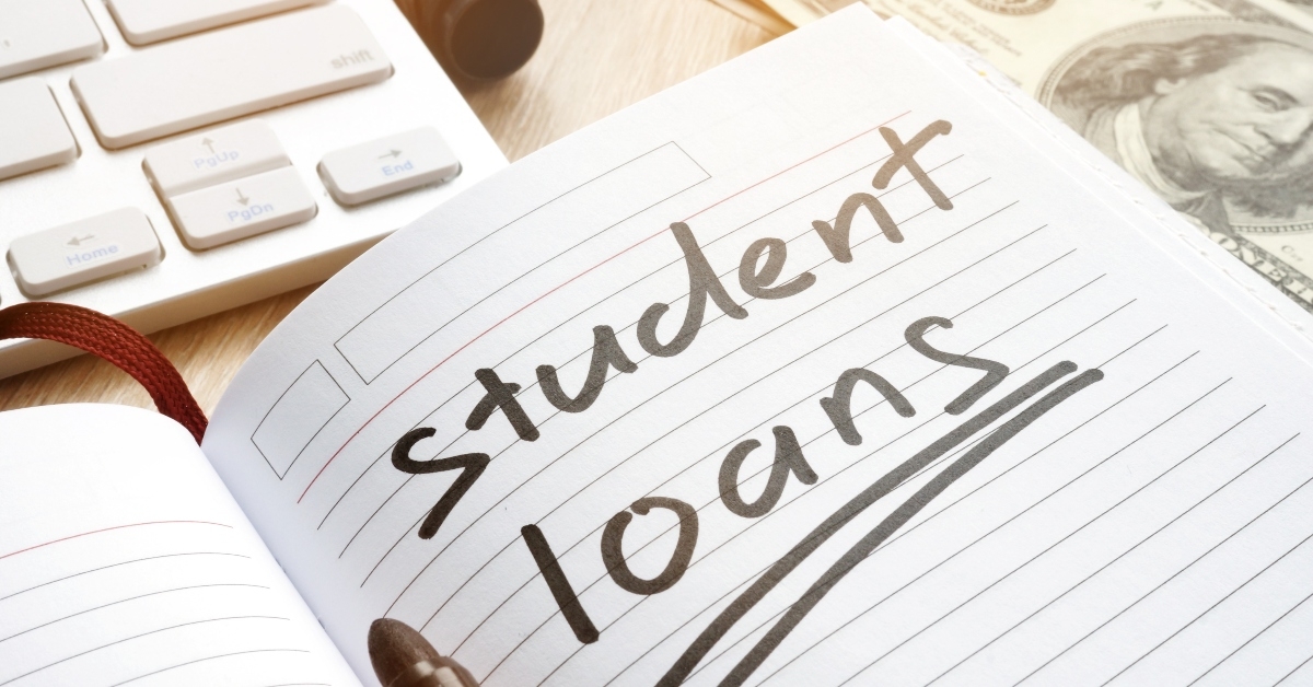 student loan handwritten in a note