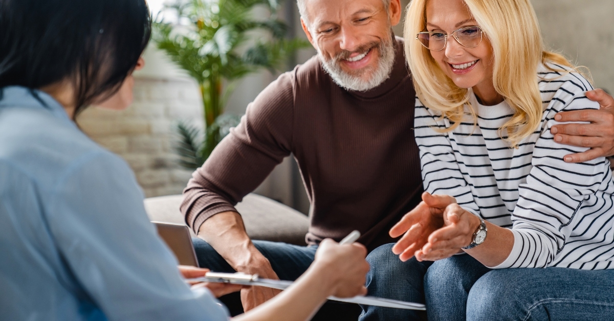 financial adviser showing terms of contract