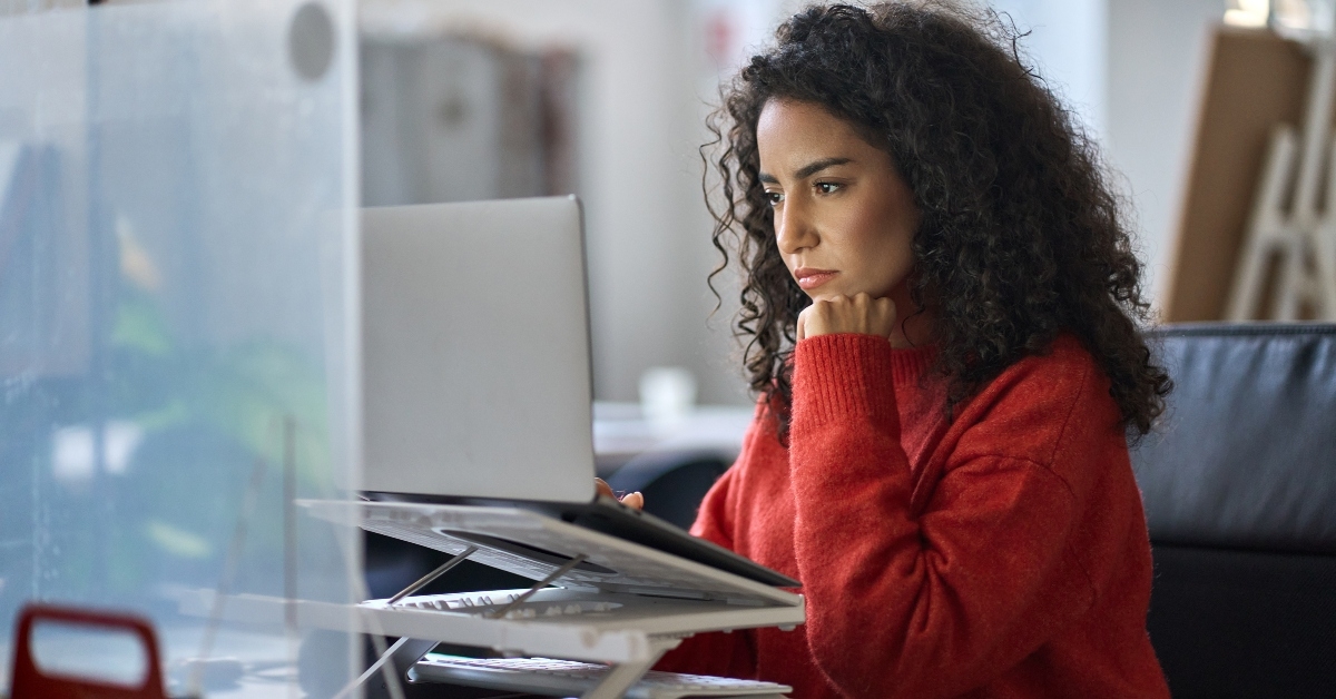 office worker analyst sitting at desk