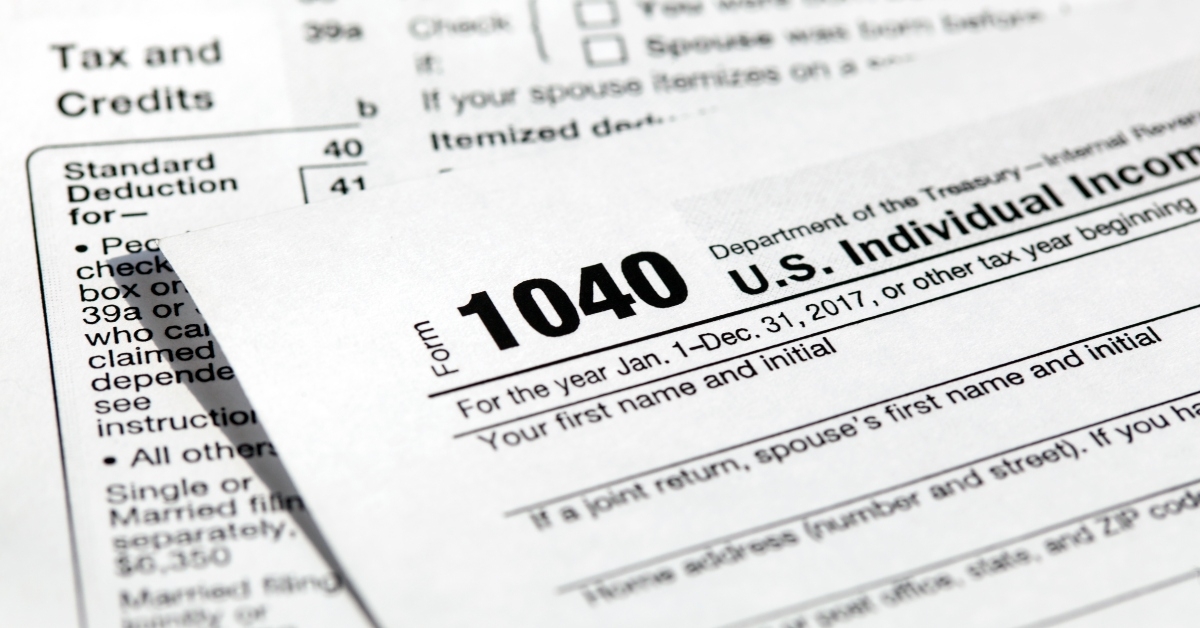 USA tax form 1040 for US individual tax return