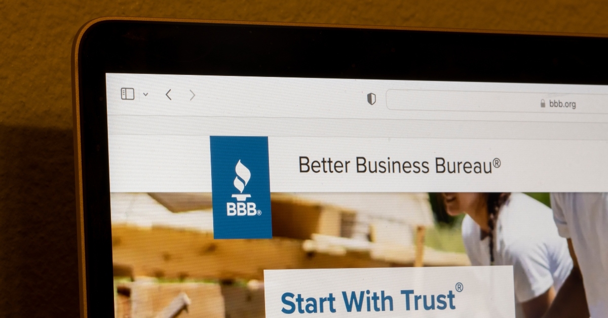 website homepage of Better Business Bureau (BBB)
