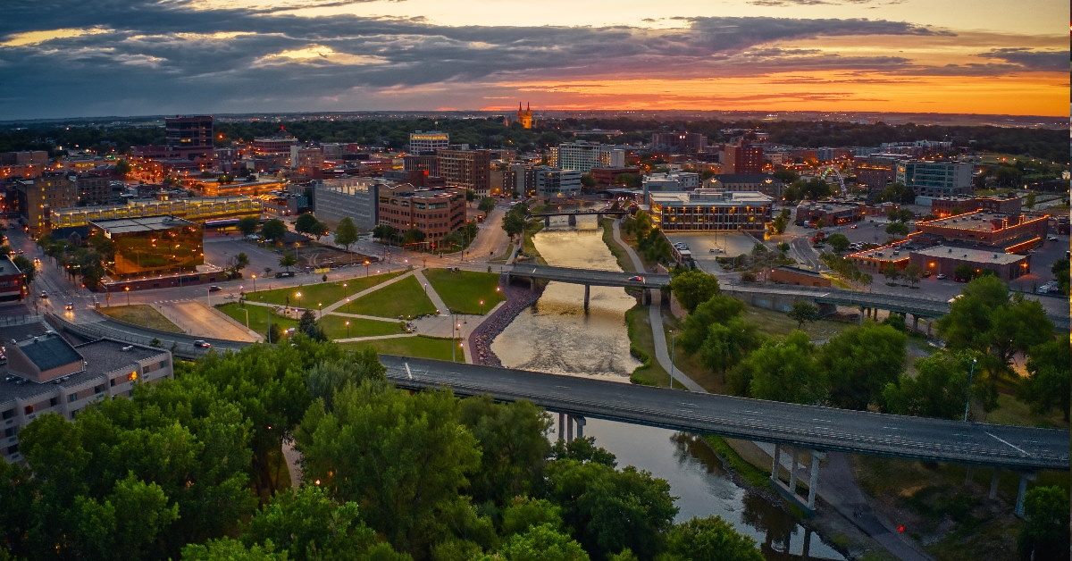aerial view of sioux falls  