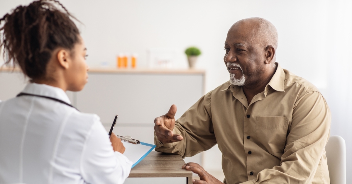 patient talking to doctor during appointment