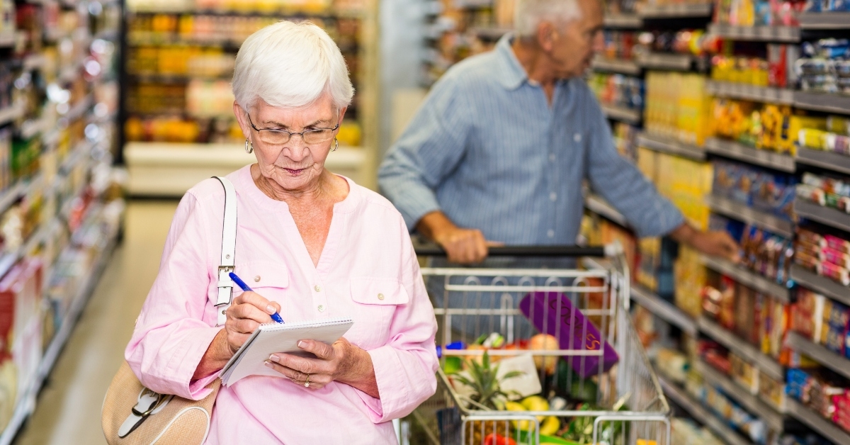 senior woman with shopping list