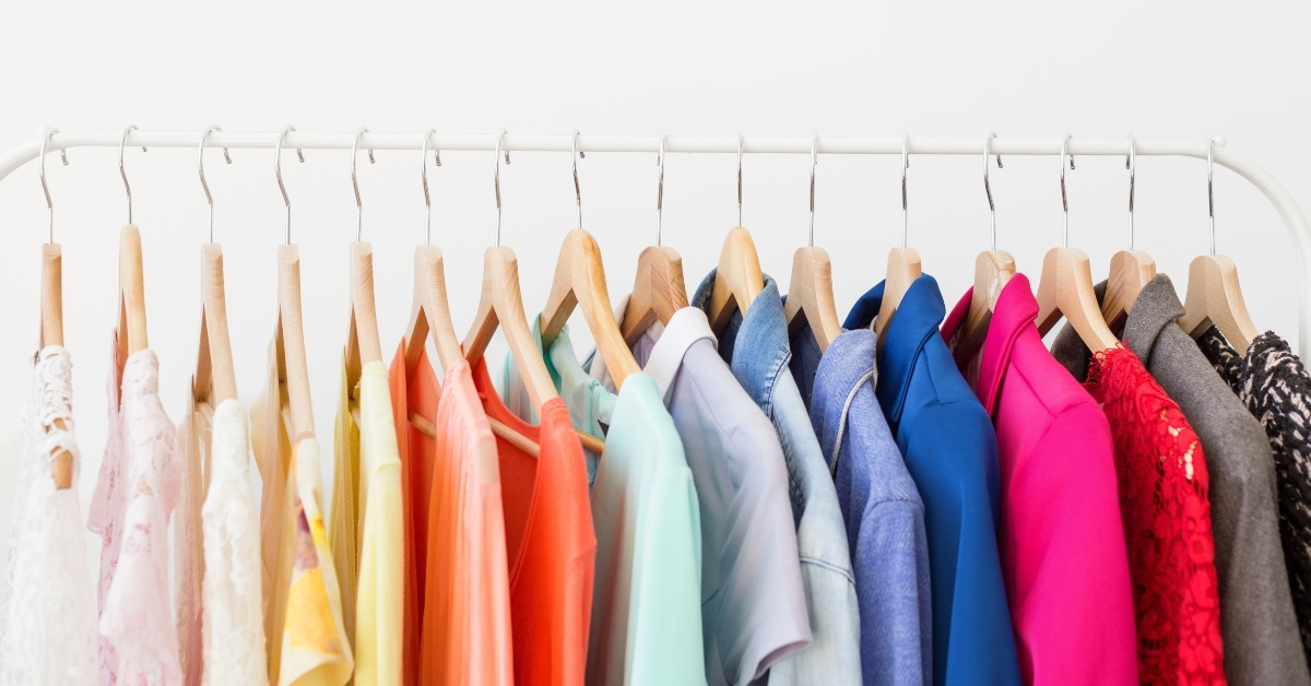 different clothes on the rack